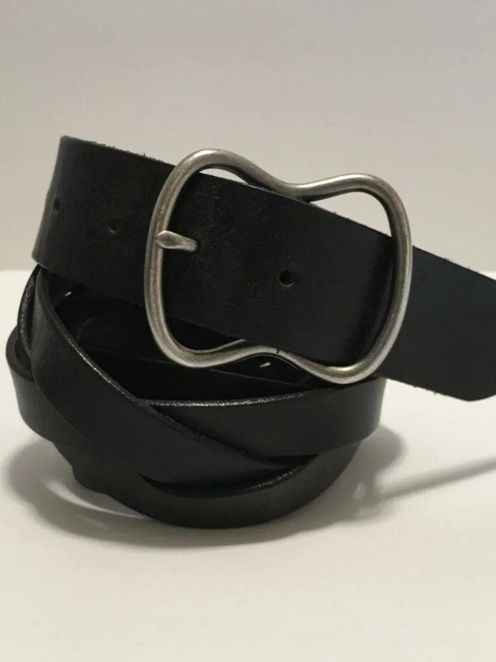 Vintage Gap Jeans 1969 Genuine Leather Belt Black USA Made Brass Buckle Size M